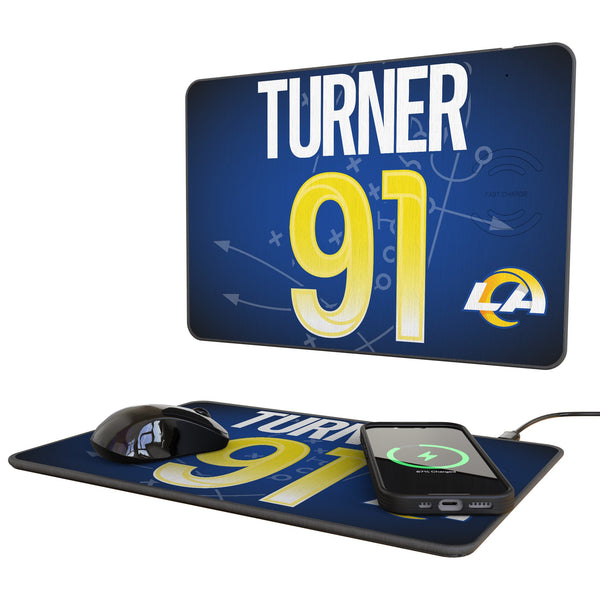 Kobie Turner Los Angeles Rams 91 Game Tactic 15-Watt Wireless Charger and Mouse Pad