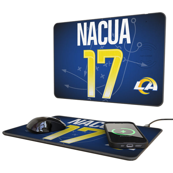 Puka Nacua Los Angeles Rams 17 Game Tactic 15-Watt Wireless Charger and Mouse Pad