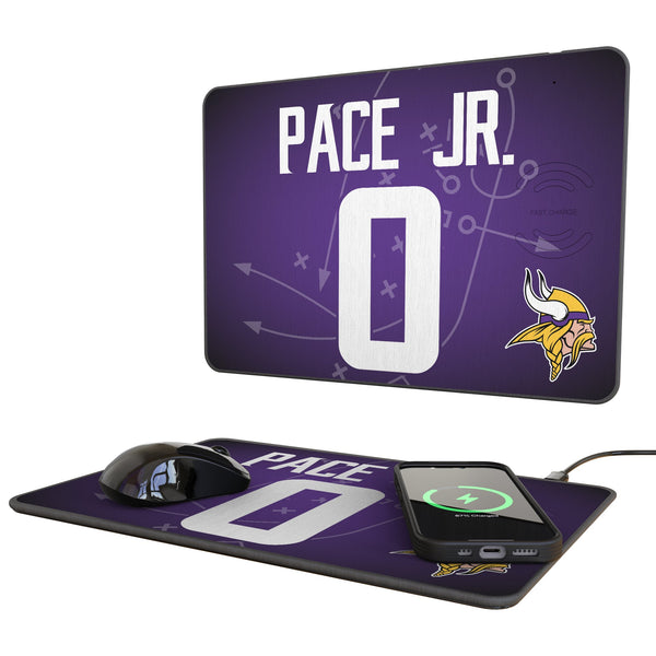 Ivan Pace Jr. Minnesota Vikings 0 Game Tactic 15-Watt Wireless Charger and Mouse Pad