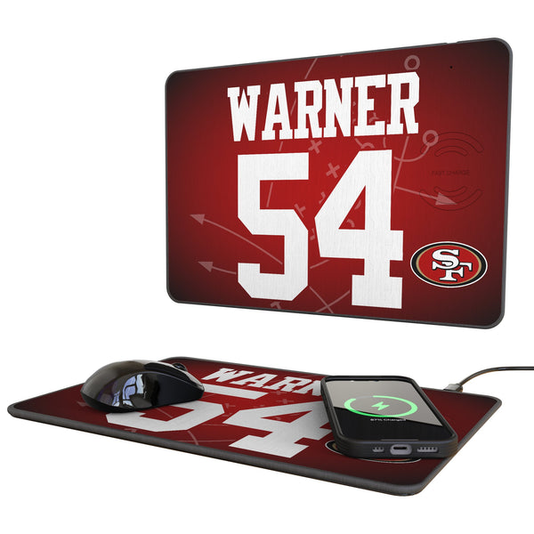 Fred Warner San Francisco 49ers 54 Game Tactic 15-Watt Wireless Charger and Mouse Pad