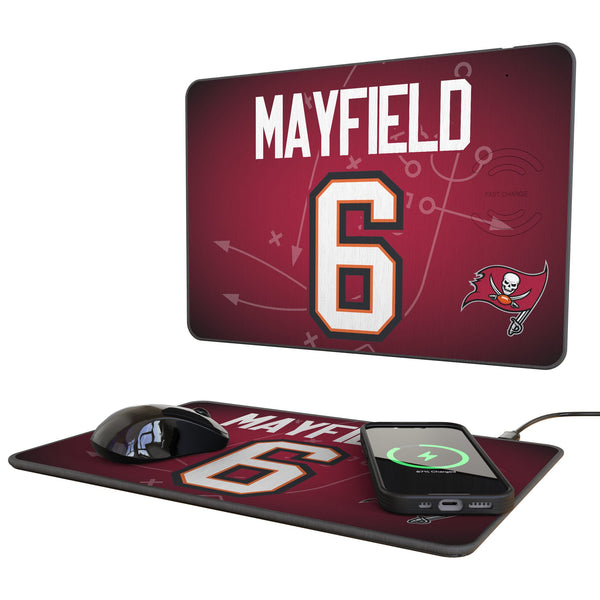 Baker Mayfield Tampa Bay Buccaneers 6 Game Tactic 15-Watt Wireless Charger and Mouse Pad