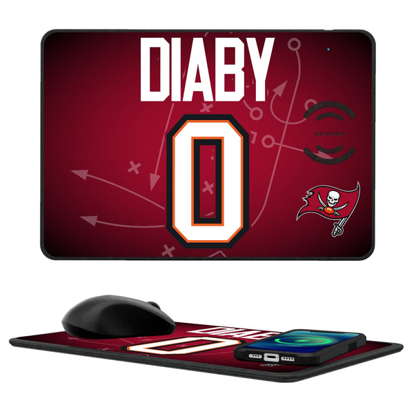YaYa Diaby Tampa Bay Buccaneers 0 Ready 15-Watt Wireless Charger and Mouse Pad