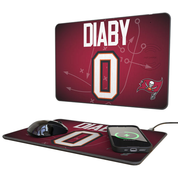 YaYa Diaby Tampa Bay Buccaneers 0 Game Tactic 15-Watt Wireless Charger and Mouse Pad