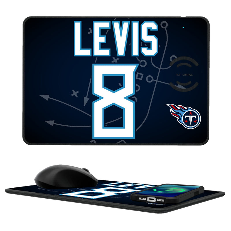 Will Levis Tennessee Titans 8 Ready 15-Watt Wireless Charger and Mouse Pad
