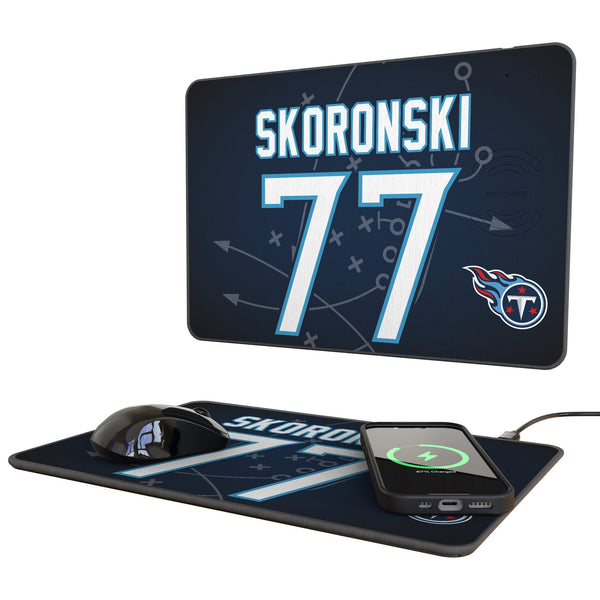 Peter Skoronski Tennessee Titans 77 Game Tactic 15-Watt Wireless Charger and Mouse Pad