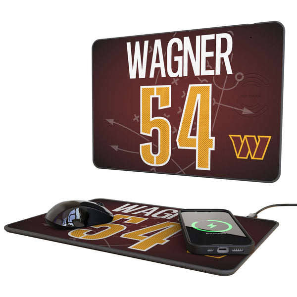 Bobby Wagner Washington Commanders 54 Game Tactic 15-Watt Wireless Charger and Mouse Pad