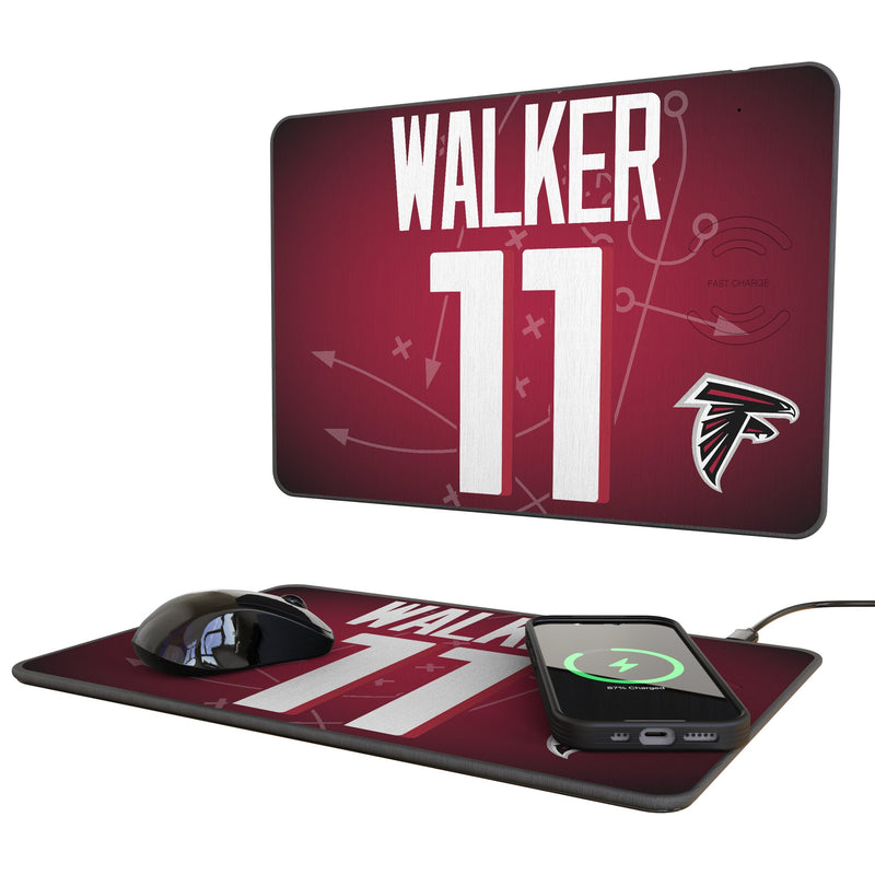 Jalon Walker Atlanta Falcons 11 Game Tactic 15-Watt Wireless Charger and Mouse Pad