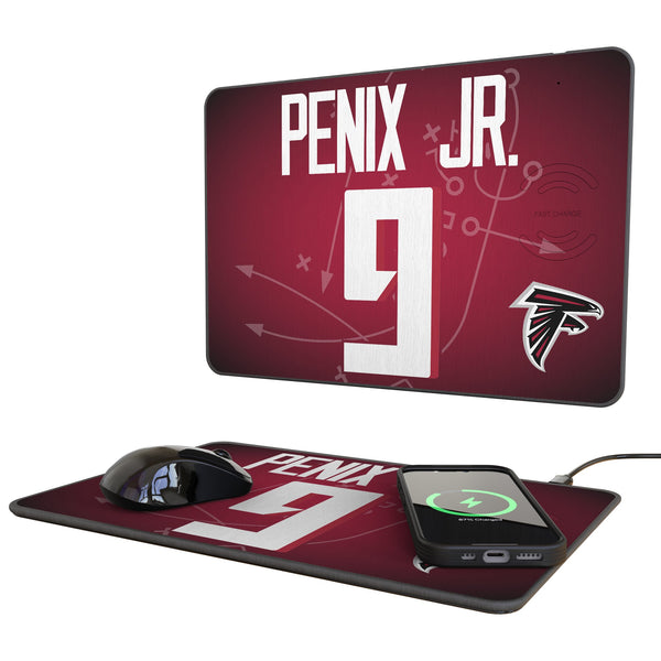 Michael Penix Jr. Atlanta Falcons 9 Game Tactic 15-Watt Wireless Charger and Mouse Pad
