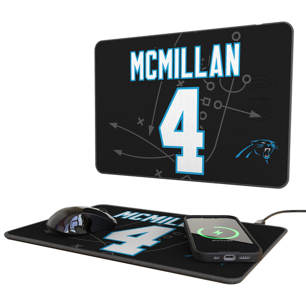 Tetairoa McMillan Carolina Panthers 4 Game Tactic 15-Watt Wireless Charger and Mouse Pad