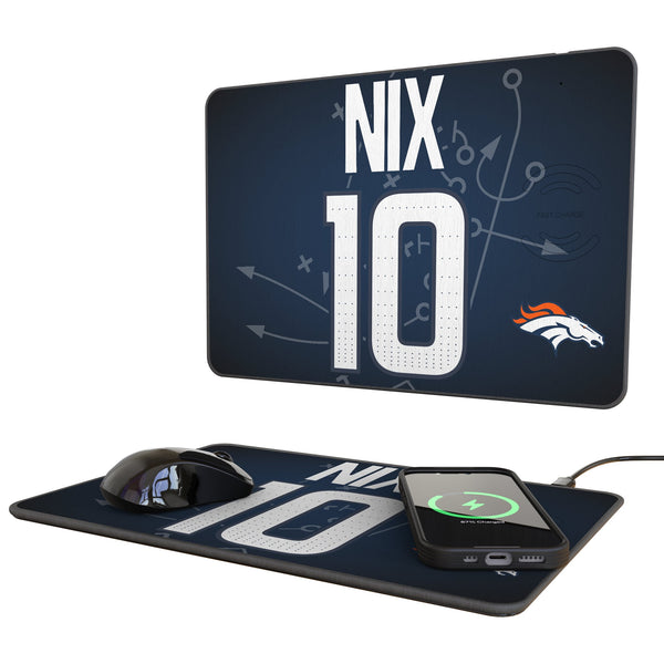 Bo Nix Denver Broncos 10 Game Tactic 15-Watt Wireless Charger and Mouse Pad