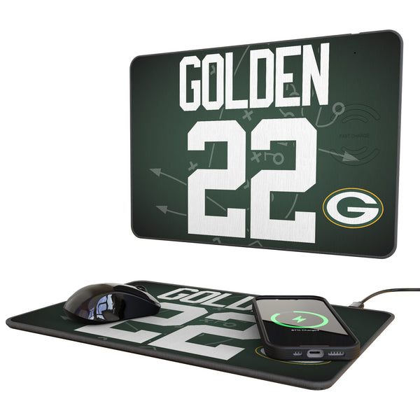 Matthew Golden Green Bay Packers 22 Game Tactic 15-Watt Wireless Charger and Mouse Pad