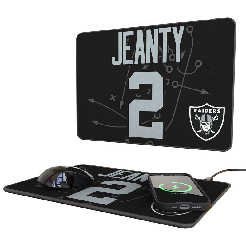 Ashton Jeanty Las Vegas Raiders 2 Game Tactic 15-Watt Wireless Charger and Mouse Pad