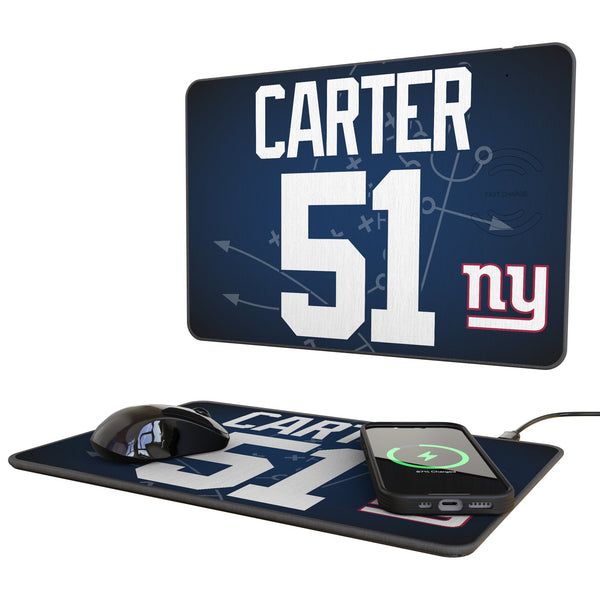 Abdul Carter New York Giants 51 Game Tactic 15-Watt Wireless Charger and Mouse Pad
