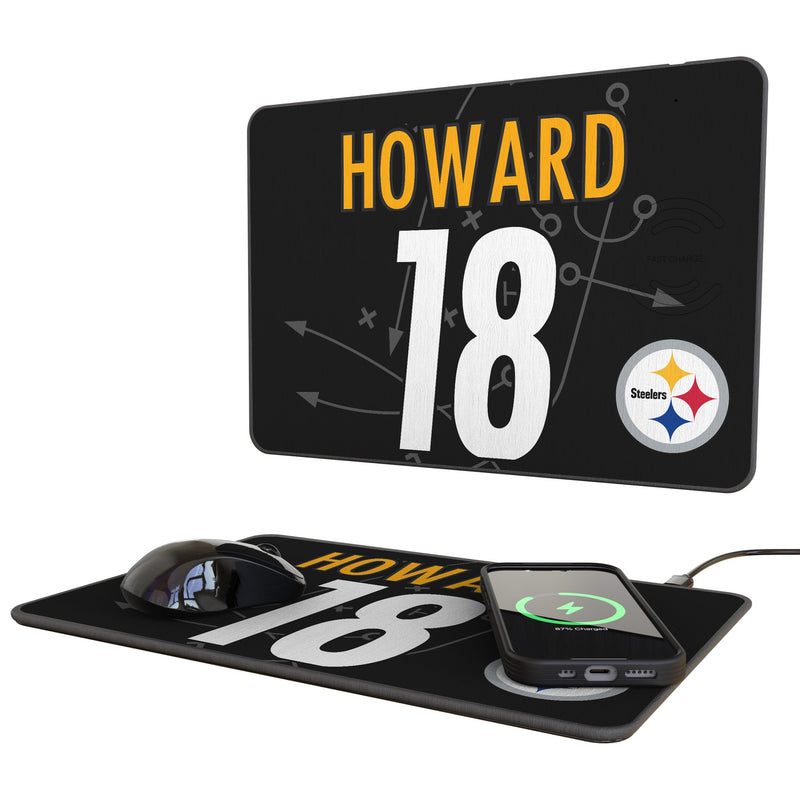 Will Howard Pittsburgh Steelers 18 Game Tactic 15-Watt Wireless Charger and Mouse Pad