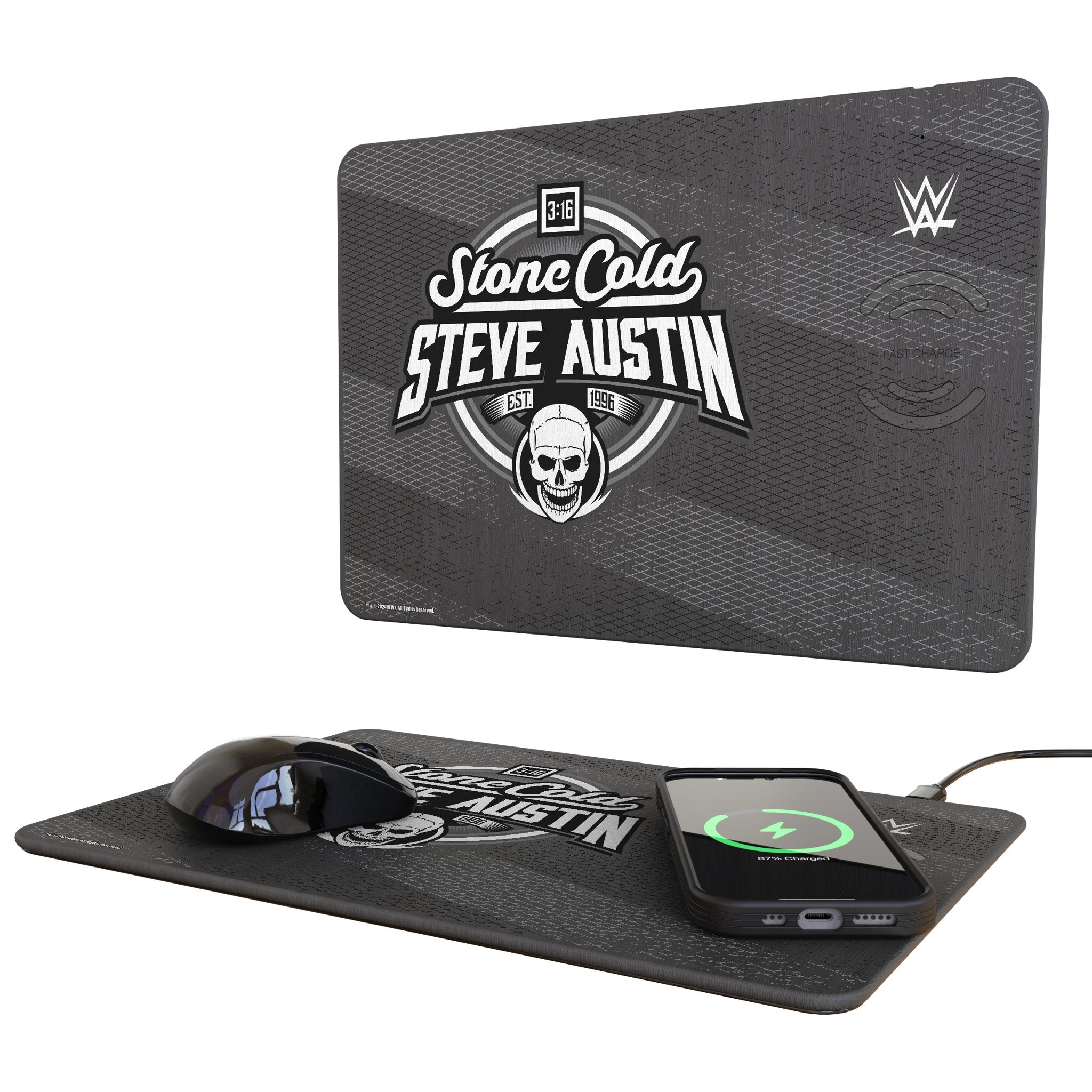Stone Cold Steve Austin Steel 15-Watt Wireless Charger and Mouse Pad