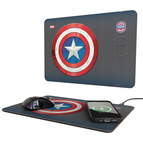 Marvel Avengers Captain America Grid 15-Watt Wireless Charger and Mouse Pad
