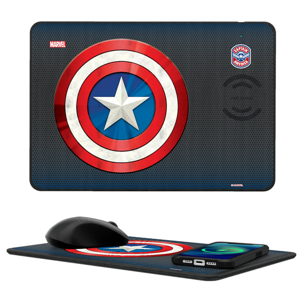 Avengers Captain America Grid 15-Watt Wireless Charger and Mouse Pad