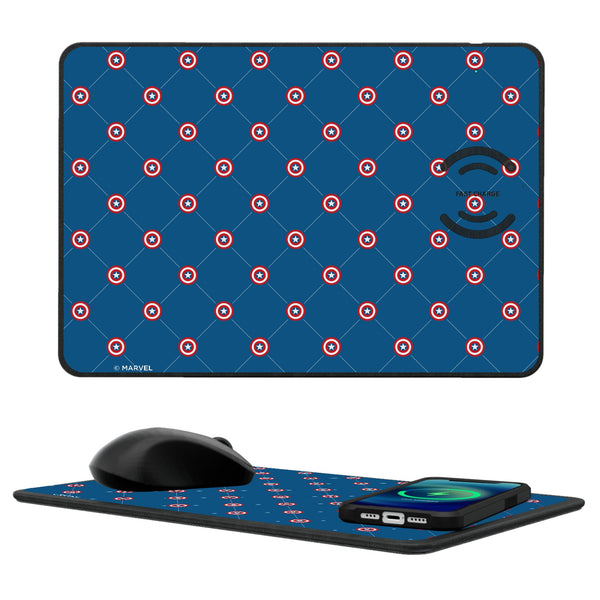 Marvel Avengers Captain America Pattern 15-Watt Wireless Charger and Mouse Pad