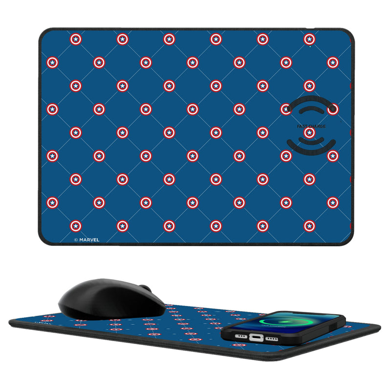 Marvel Avengers Captain America Pattern 15-Watt Wireless Charger and Mouse Pad