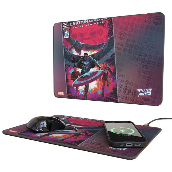 Marvel Avengers Sam Wilson Captain America Cover Art 15-Watt Wireless Charger and Mouse Pad