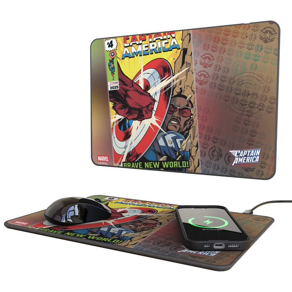 Marvel Avengers Sam Wilson Captain America Classic Cover 15-Watt Wireless Charger and Mouse Pad