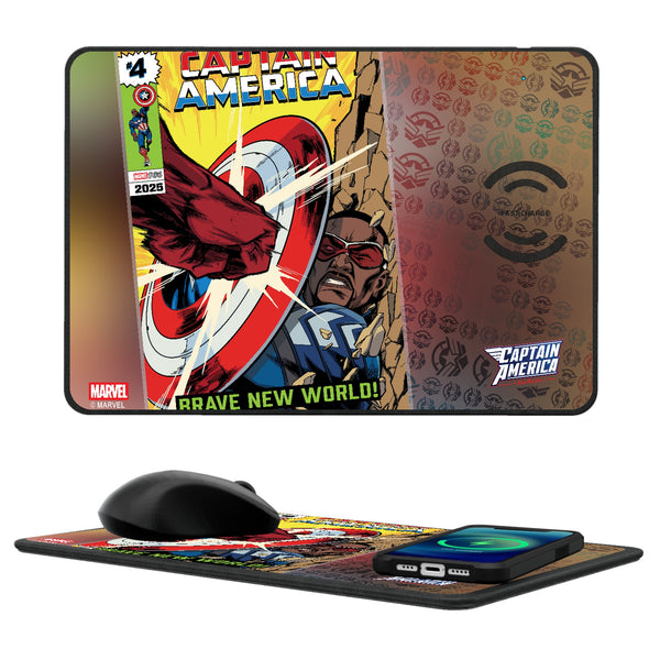 Marvel Avengers Sam Wilson Captain America Classic Cover 15-Watt Wireless Charger and Mouse Pad