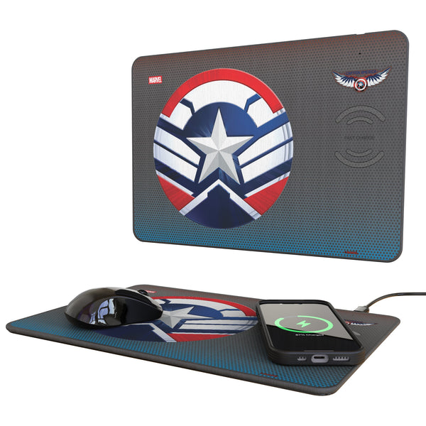 Marvel Avengers Sam Wilson Captain America Grid 15-Watt Wireless Charger and Mouse Pad