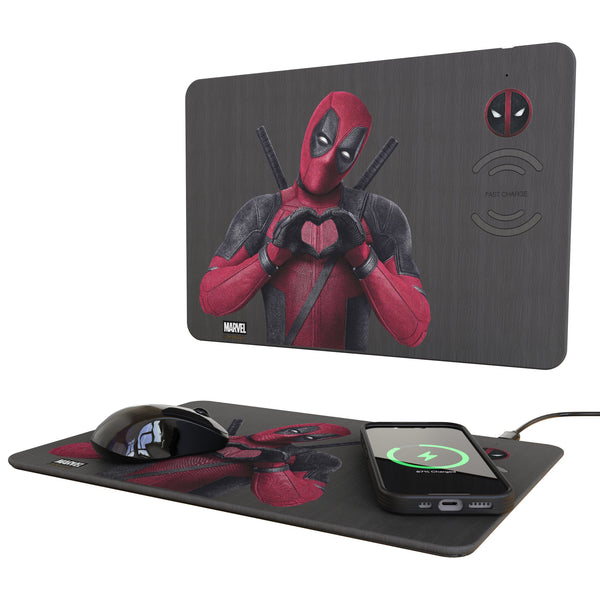Marvel Deadpool Badge 15-Watt Wireless Charger and Mouse Pad