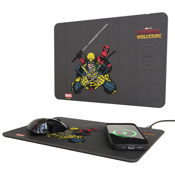 Marvel Deadpool Wolverine Badge 15-Watt Wireless Charger and Mouse Pad