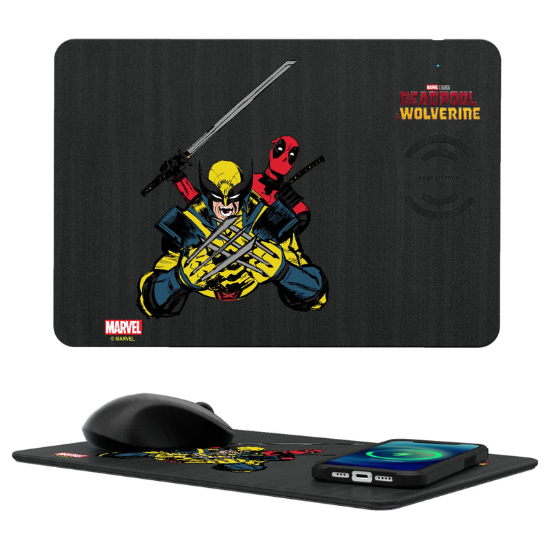 Marvel Deadpool Wolverine Badge 15-Watt Wireless Charger and Mouse Pad