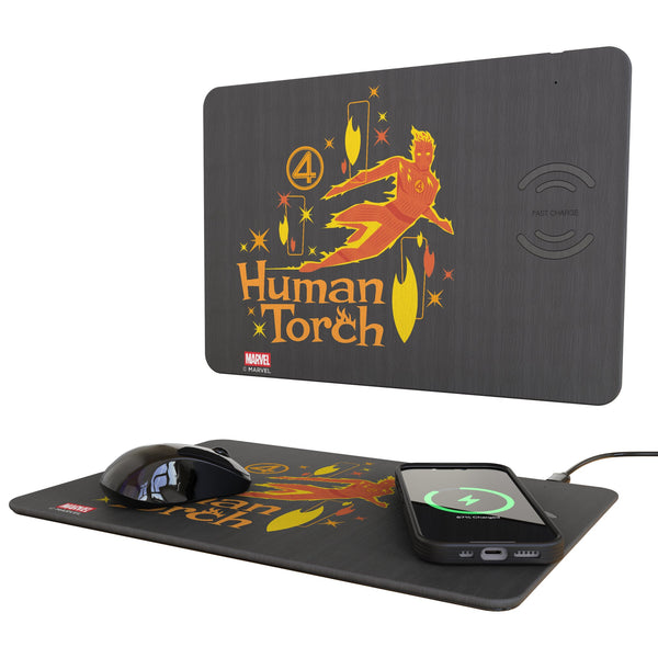 Marvel Human Torch Badge 15-Watt Wireless Charger and Mouse Pad