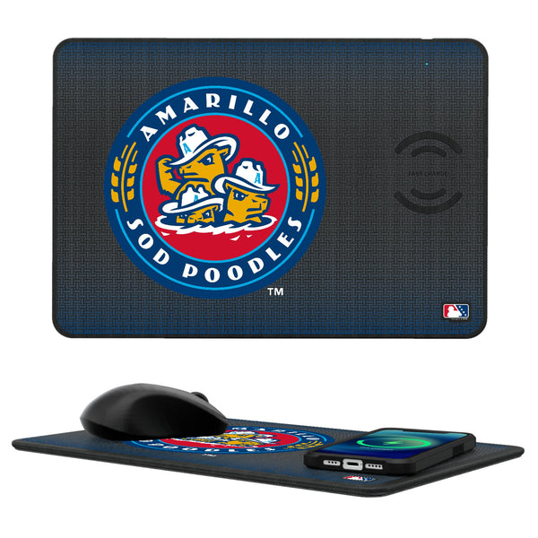 Amarillo Sod Poodles Linen 15-Watt Wireless Charger and Mouse Pad