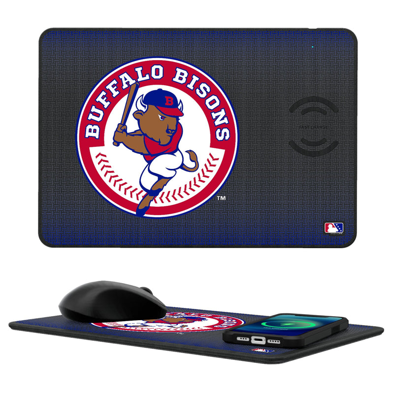 Buffalo Bisons Linen 15-Watt Wireless Charger and Mouse Pad