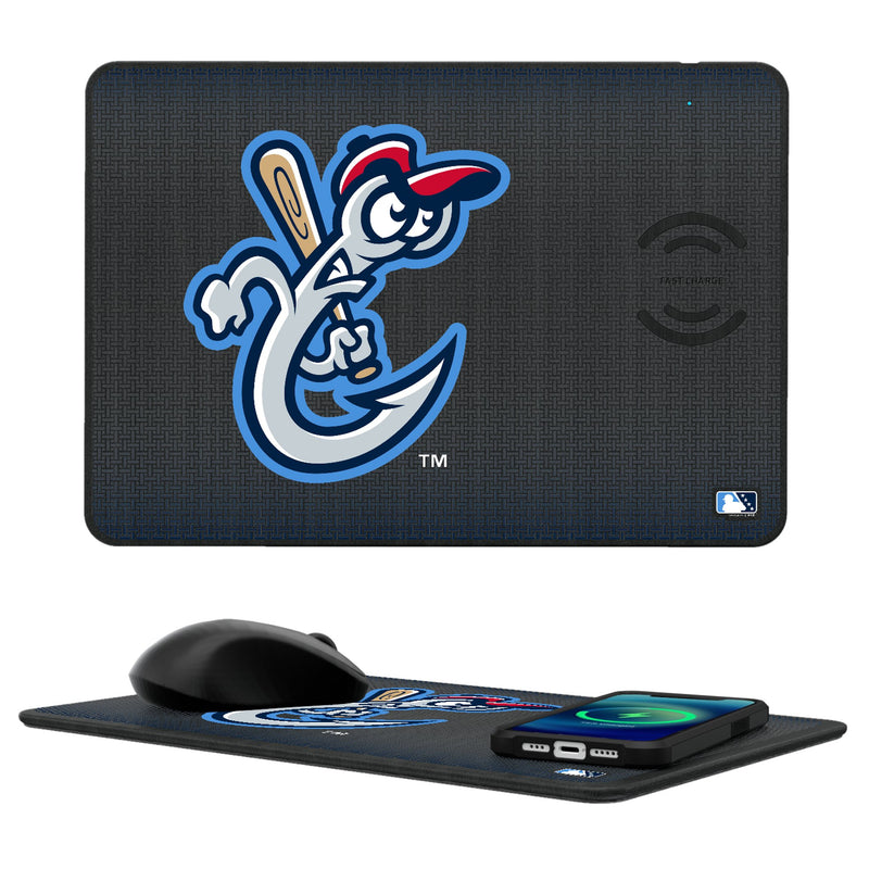 Corpus Christi Hooks Linen 15-Watt Wireless Charger and Mouse Pad