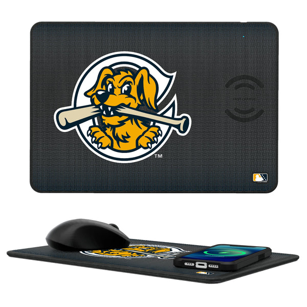 Charleston RiverDogs Linen 15-Watt Wireless Charger and Mouse Pad