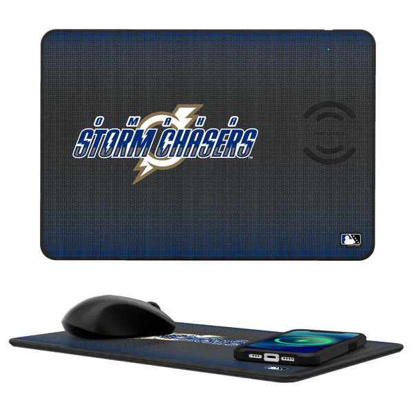 Omaha Storm Chasers Linen 15-Watt Wireless Charger and Mouse Pad