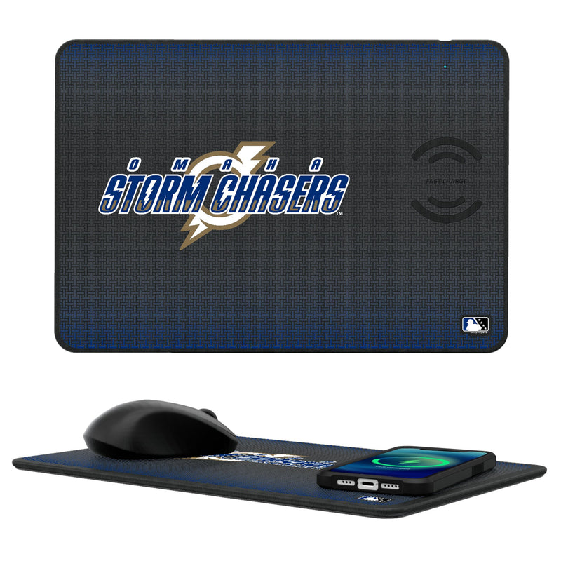 Omaha Storm Chasers Linen 15-Watt Wireless Charger and Mouse Pad