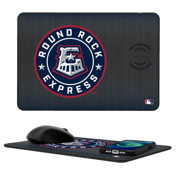 Round Rock Express Linen 15-Watt Wireless Charger and Mouse Pad
