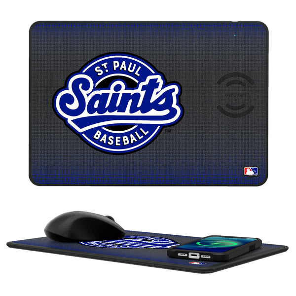 St. Paul Saints Linen 15-Watt Wireless Charger and Mouse Pad