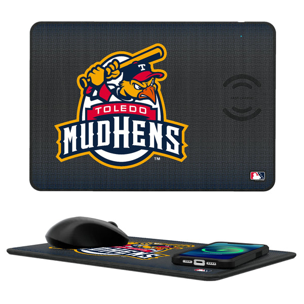 Toledo Mud Hens Linen 15-Watt Wireless Charger and Mouse Pad