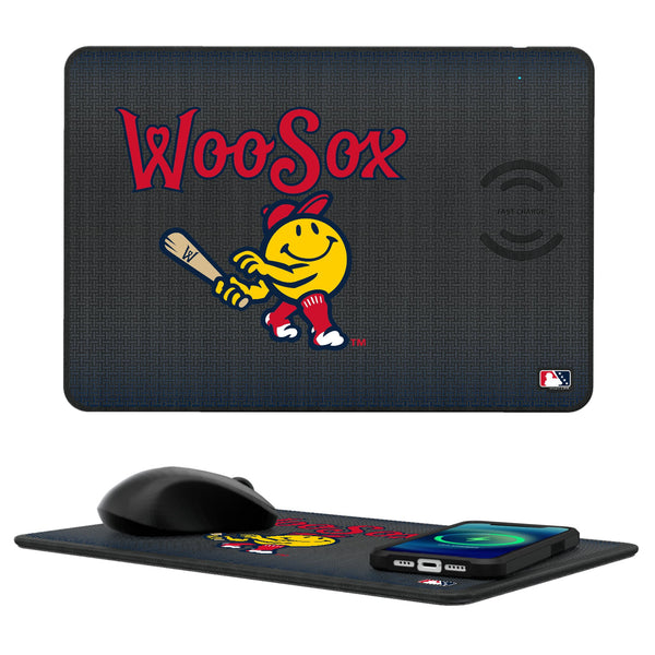 Worcester Red Sox Linen 15-Watt Wireless Charger and Mouse Pad