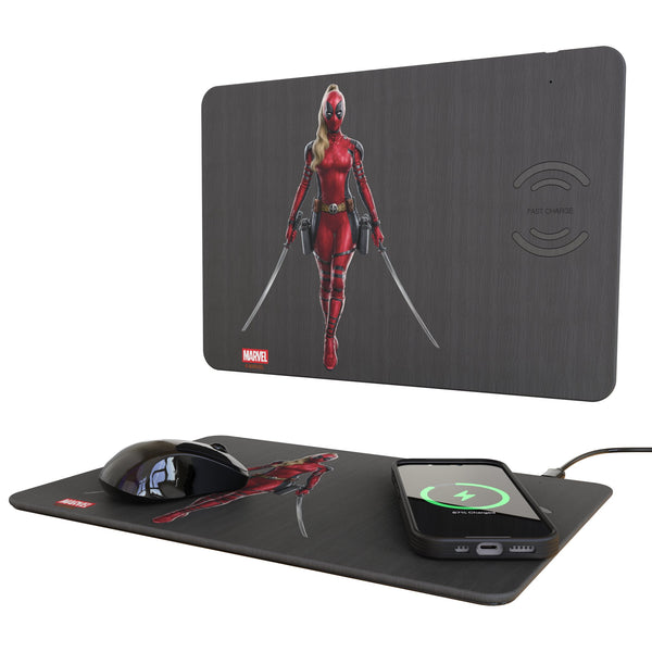 Marvel Ladypool Badge 15-Watt Wireless Charger and Mouse Pad