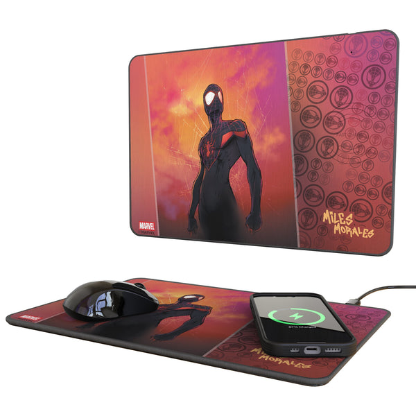 Marvel Miles Morales Cover Art 15-Watt Wireless Charger and Mouse Pad