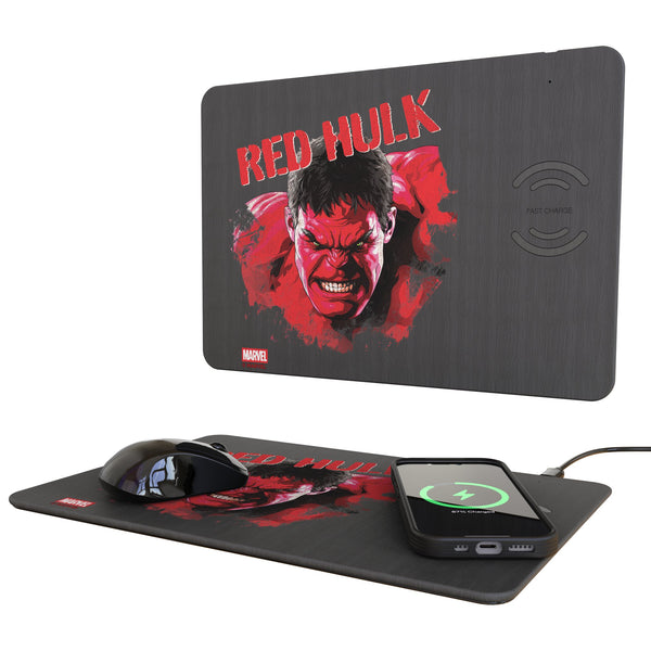 Marvel Avengers Red Hulk Badge 15-Watt Wireless Charger and Mouse Pad