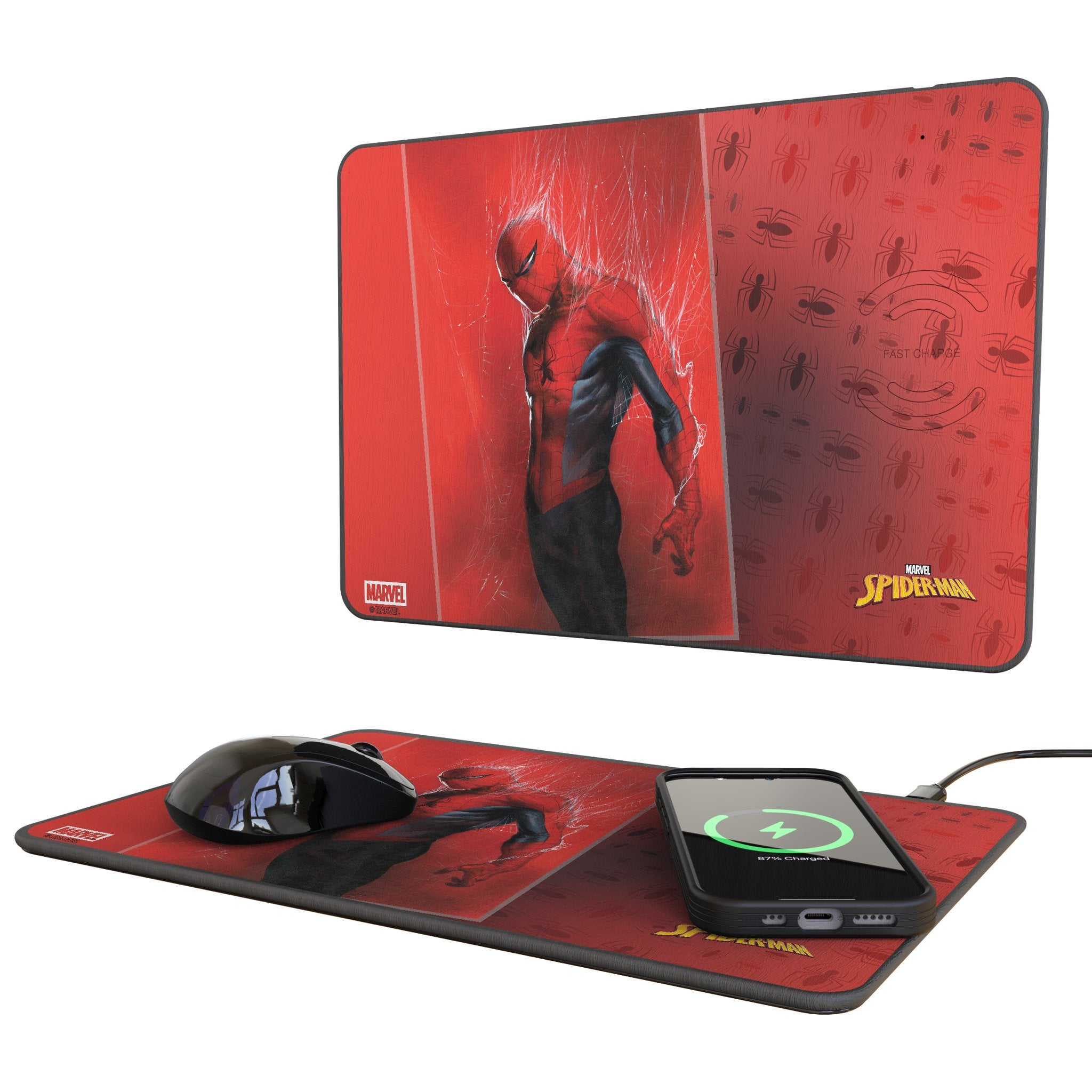 Marvel Spider-Man Cover Art 15-Watt Wireless Charger and Mouse Pad