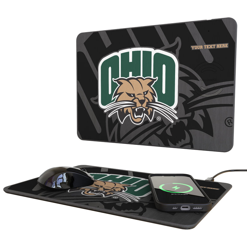 Ohio University Bobcats Personalized Tilt 15-Watt Wireless Charger and Mouse Pad