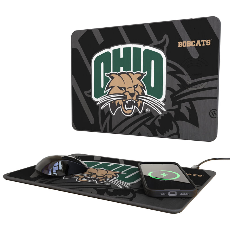 Ohio University Bobcats Monocolor Tilt 15-Watt Wireless Charger and Mouse Pad