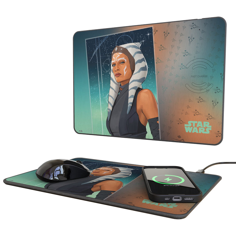 Star Wars Ahsoka Portrait 15-Watt Wireless Charger and Mouse Pad