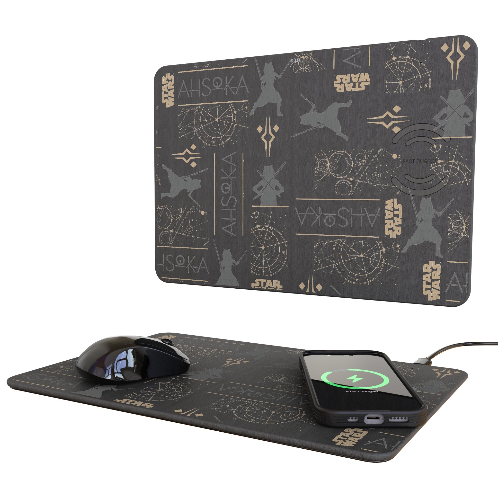 Star Wars Ahsoka Pattern 15-Watt Wireless Charger and Mouse Pad