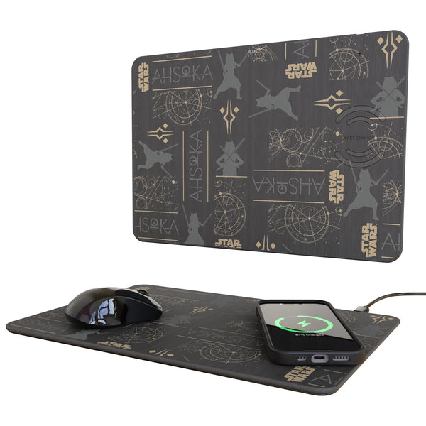 Star Wars Ahsoka Pattern 15-Watt Wireless Charger and Mouse Pad